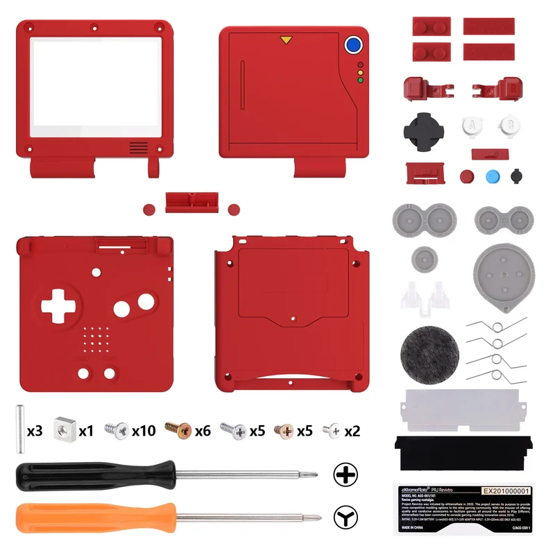 Coque complète Game Boy Advance SP IPS-ready — eXtremeRate, sans découpe