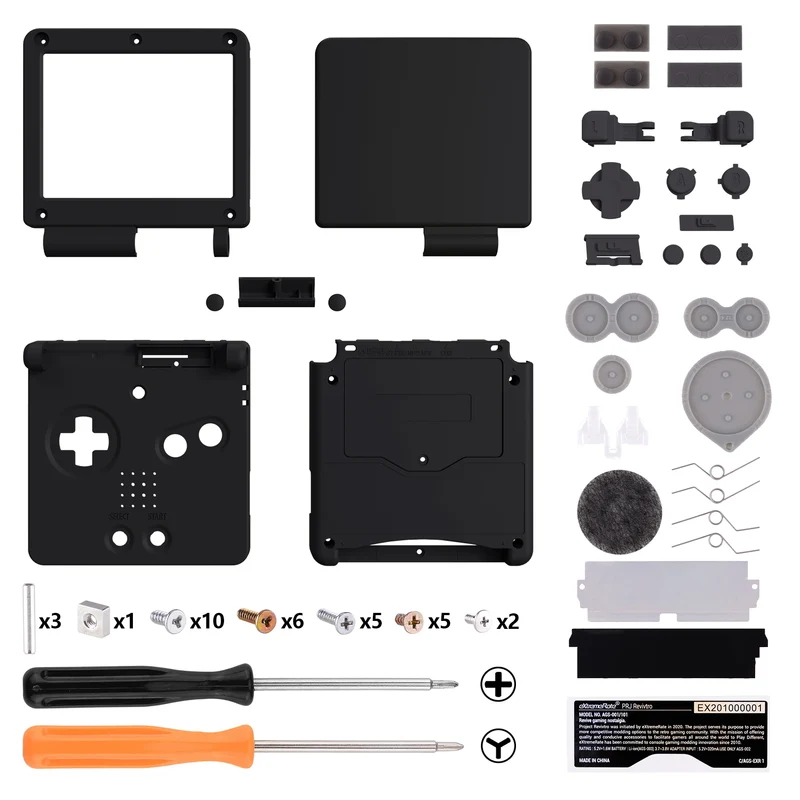 Coque complète Game Boy Advance SP IPS-ready — eXtremeRate, sans découpe