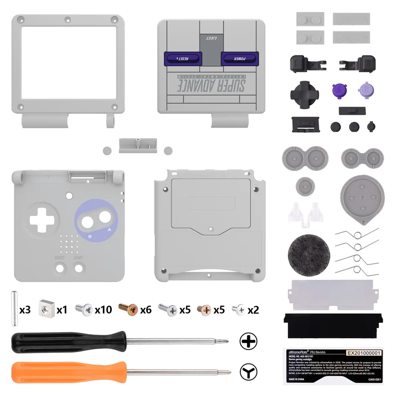 Coque complète Game Boy Advance SP IPS-ready — eXtremeRate, sans découpe