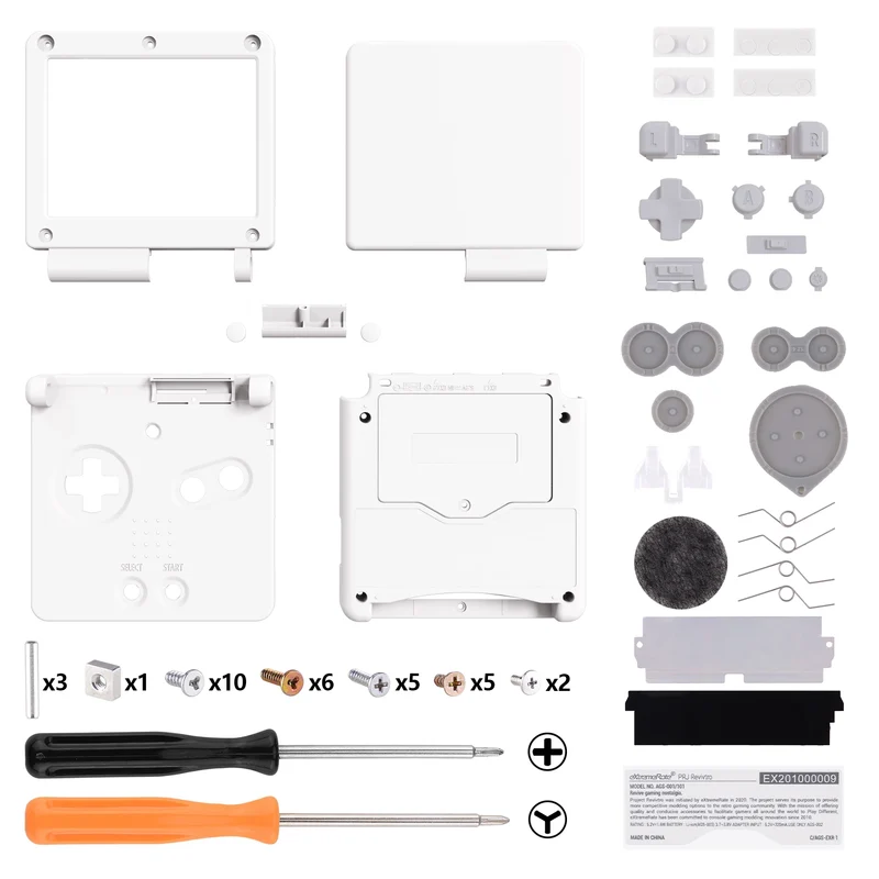 Coque complète Game Boy Advance SP IPS-ready — eXtremeRate, sans découpe