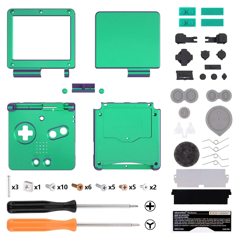 Coque complète Game Boy Advance SP IPS-ready — eXtremeRate, sans découpe