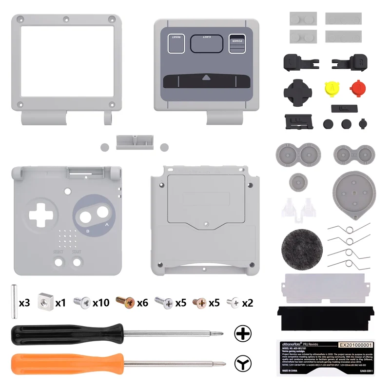 Coque complète Game Boy Advance SP IPS-ready — eXtremeRate, sans découpe