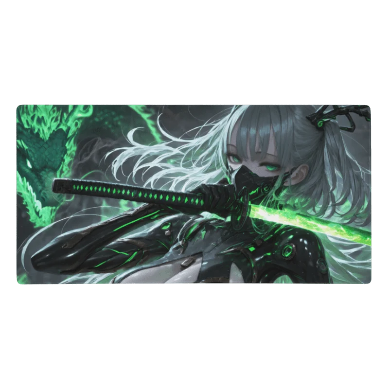 Tapis De Souris Hentai Ninja Émeraude Futuriste
