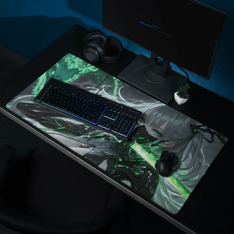 Tapis De Souris Hentai Ninja Émeraude Futuriste