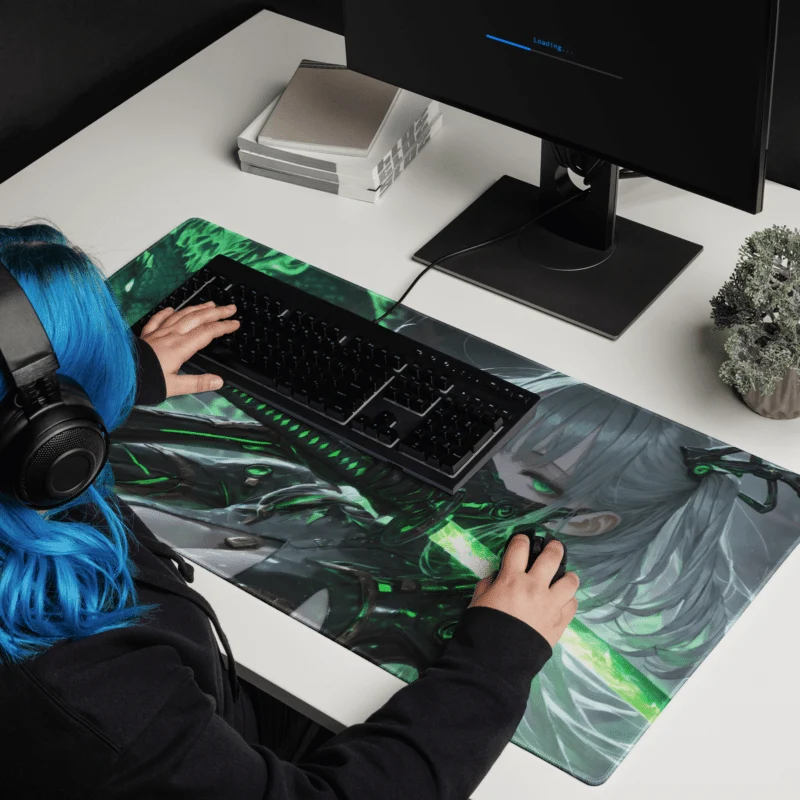 Tapis De Souris Hentai Ninja Émeraude Futuriste
