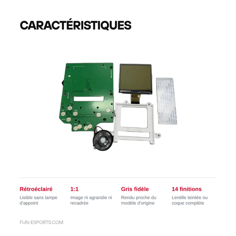 Kit écran LCD rétroéclairé Game Boy DMG — format d'origine