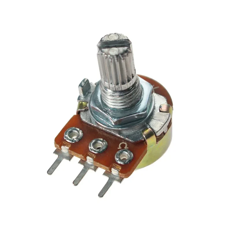 Potentiomètres WH148 axe 15 mm 3 broches — lot de 10, écrous inclus