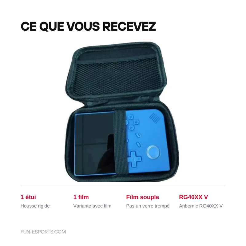 Housse rigide Anbernic RG40XX V — avec ou sans verre trempé
