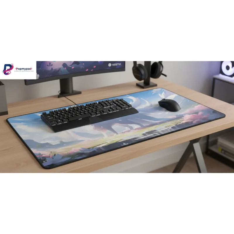Japanese XXL Mouse Pad — Dreamlike Kitsune in Powder Pink | PopMyPad