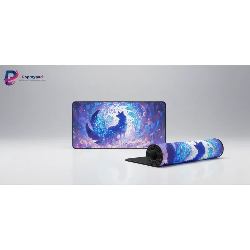 XXL Fox Mouse Pad — Purple & Turquoise Watercolour | PopMyPad