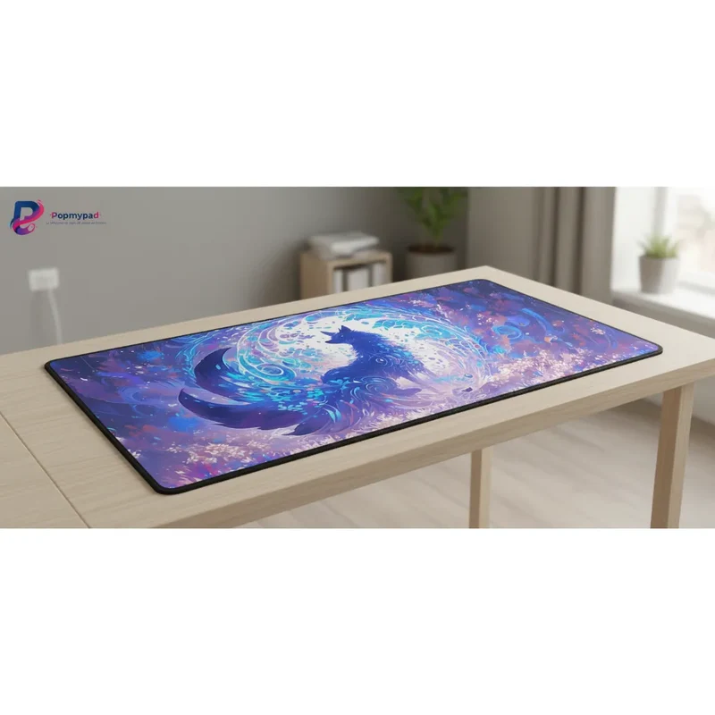 XXL Fox Mouse Pad — Purple & Turquoise Watercolour | PopMyPad