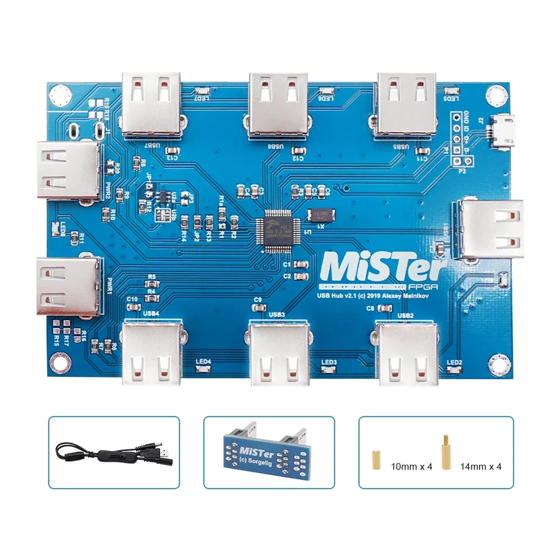 Boîtier métallique MiSTer FPGA pour DE10-Nano — hub USB et I/O