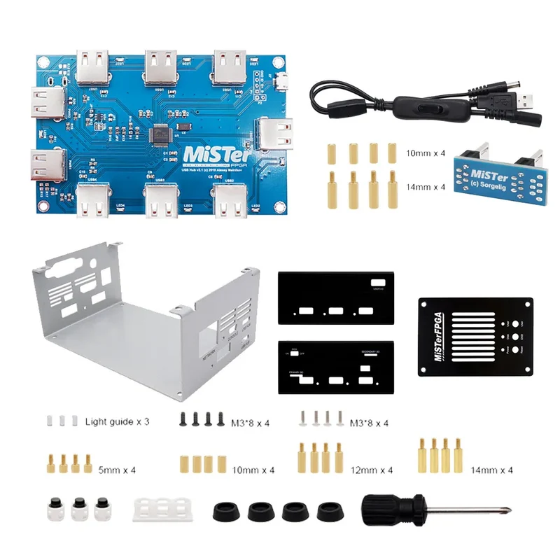 Boîtier métallique MiSTer FPGA pour DE10-Nano — hub USB et I/O