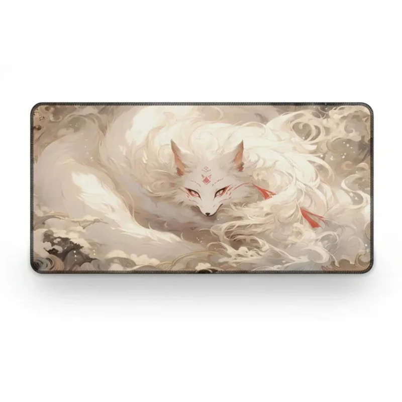 XXL Japanese Mouse Pad — Ethereal White Kitsune | PopMyPad