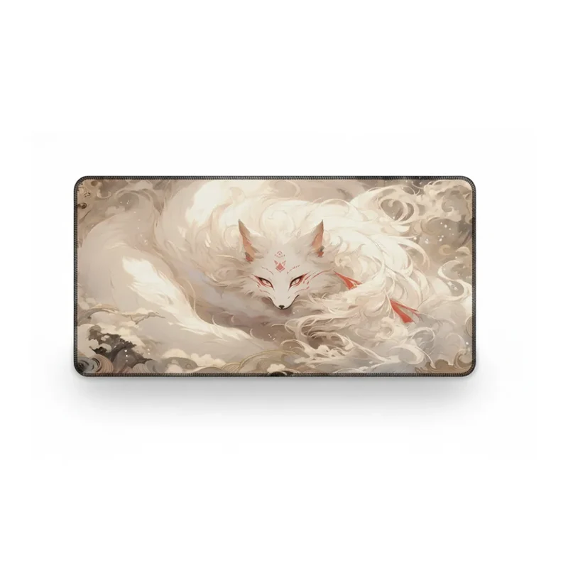 XXL Japanese Mouse Pad — Ethereal White Kitsune | PopMyPad