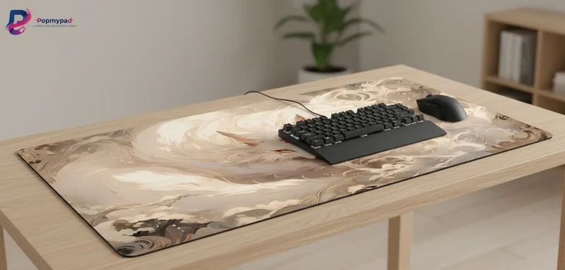 XXL Japanese Mouse Pad — Ethereal White Kitsune | PopMyPad