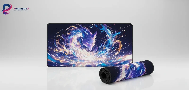 XXL Fox Mouse Pad — Astral Blue & Gold | PopMyPad