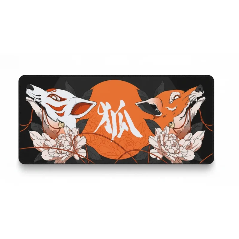 XXL Japanese Mouse Pad — Minimalist Zen Kitsune | PopMyPad