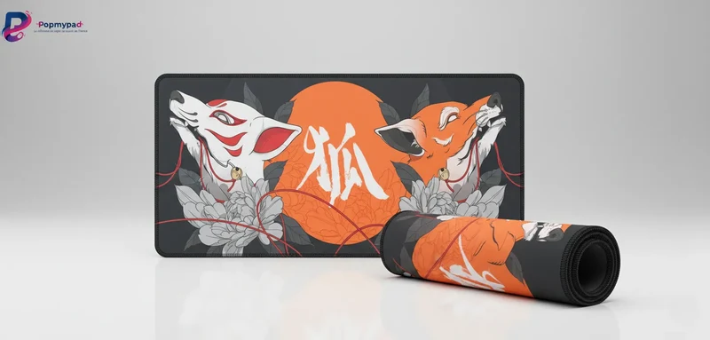 Tapis de Souris XXL Japonais — Kitsune Zen Minimaliste | PopMyPad