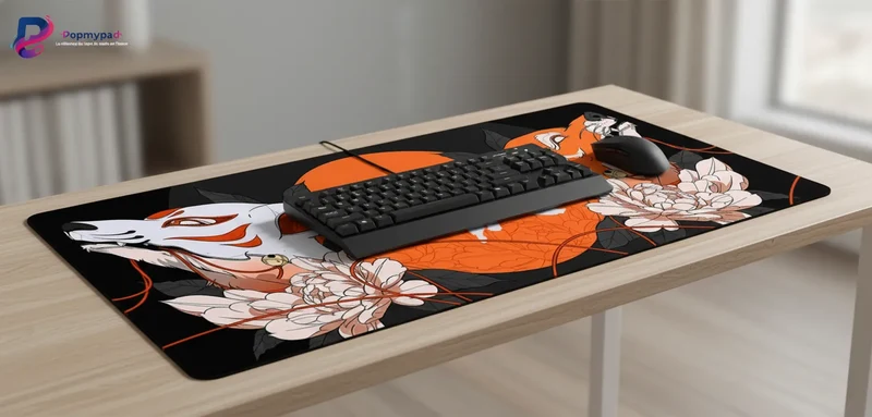 Tapis de Souris XXL Japonais — Kitsune Zen Minimaliste | PopMyPad