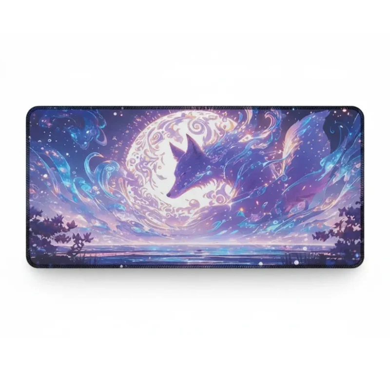 XXL Fox Mouse Pad — Cosmic Swirls & Moon | PopMyPad