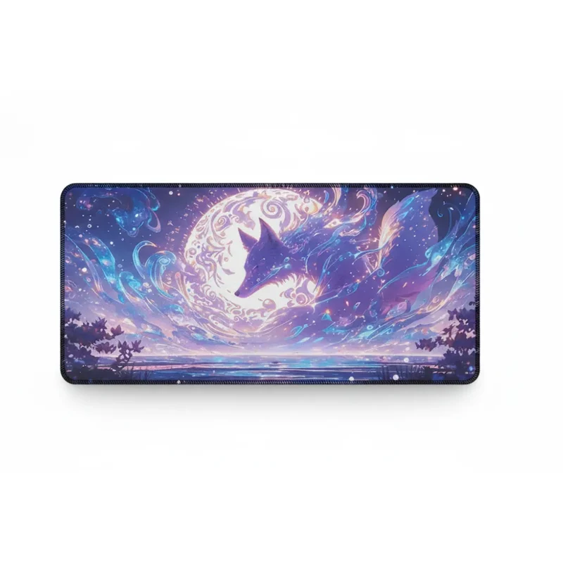 XXL Fox Mouse Pad — Cosmic Swirls & Moon | PopMyPad