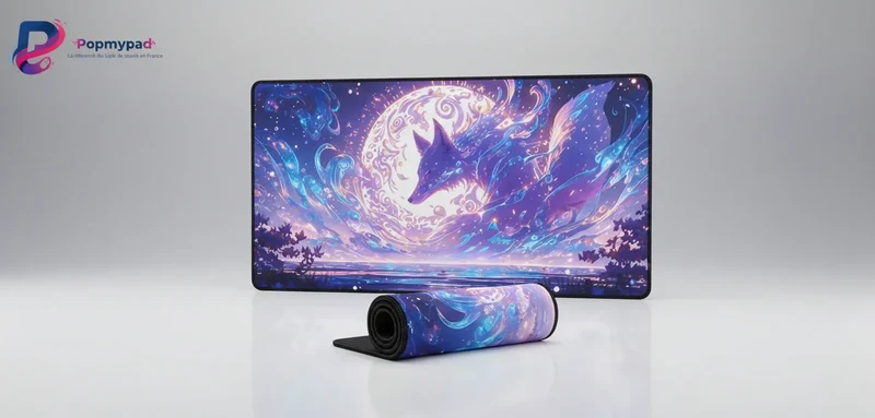 XXL Fox Mouse Pad — Cosmic Swirls & Moon | PopMyPad
