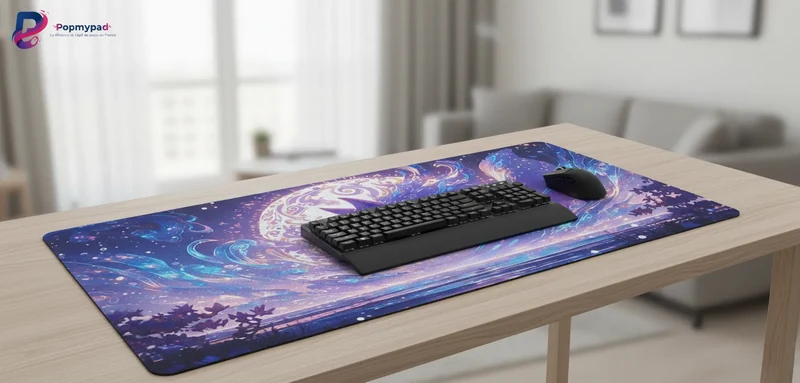 XXL Fox Mouse Pad — Cosmic Swirls & Moon | PopMyPad