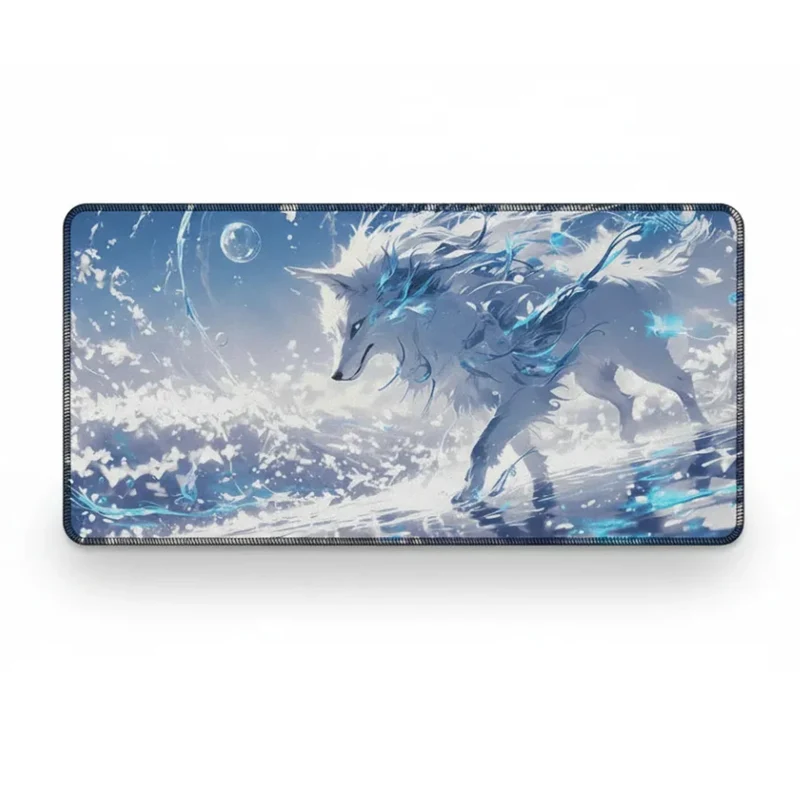 XXL Fox Mouse Pad — Azure Watercolour Polar Spirit | PopMyPad