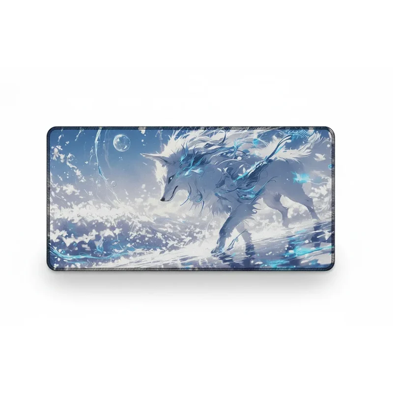 XXL Fox Mouse Pad — Azure Watercolour Polar Spirit | PopMyPad