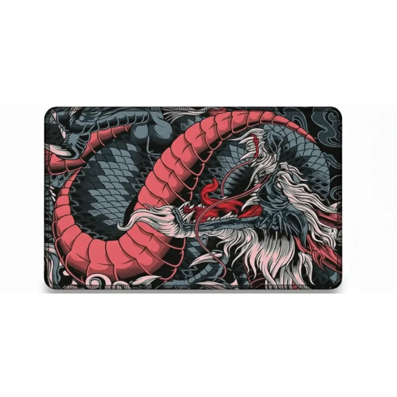 XXL Japanese Mouse Pad — Ochre & Charcoal Ryū Dragon | PopMyPad