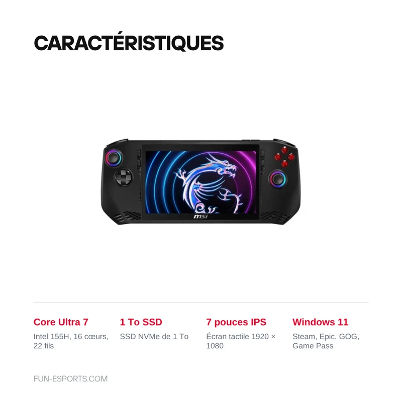 MSI Claw A1M-043FR 1To - Mobilité pour les gamers