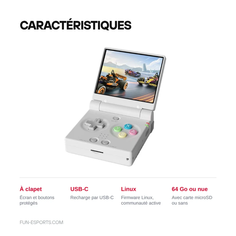 Miyoo Mini Flip — console rétro portable à clapet, format poche