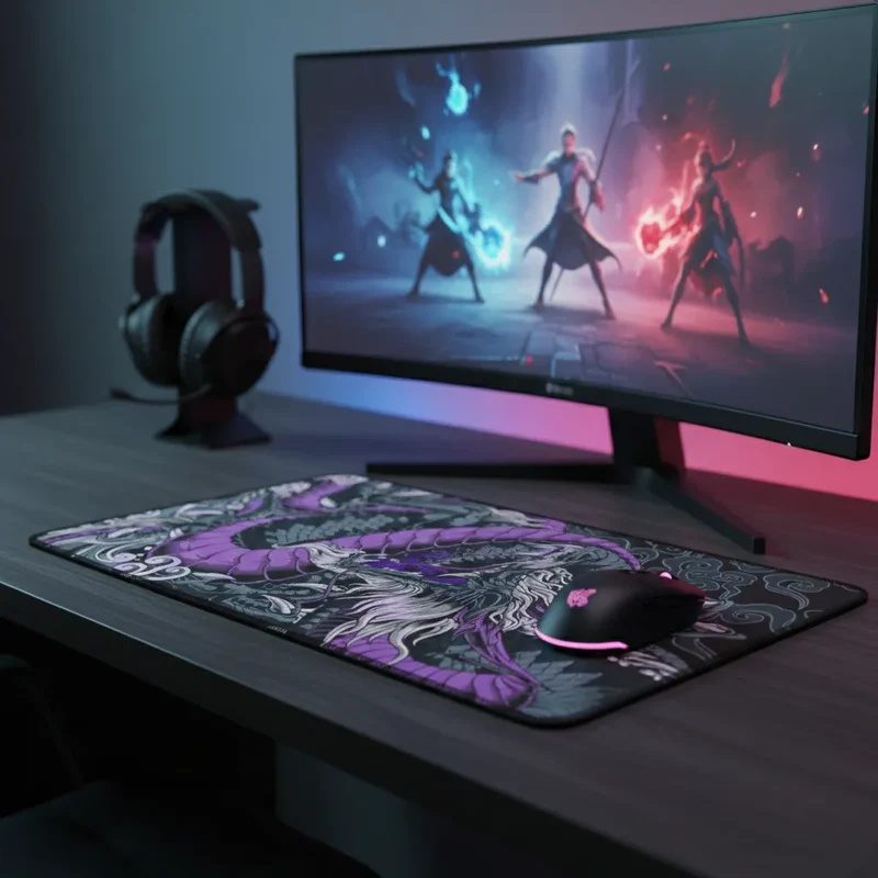XXL Japanese Mouse Pad — Mystic Purple Dragon | PopMyPad