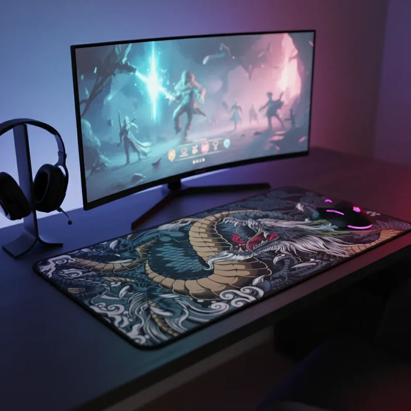 XXL Japanese Mouse Pad — Irezumi Style Ryu Dragon | PopMyPad