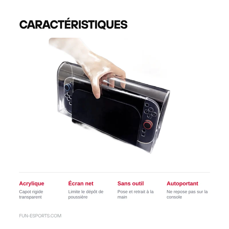 Vitrine acrylique pour Switch 2 — couvercle anti-poussière transparent