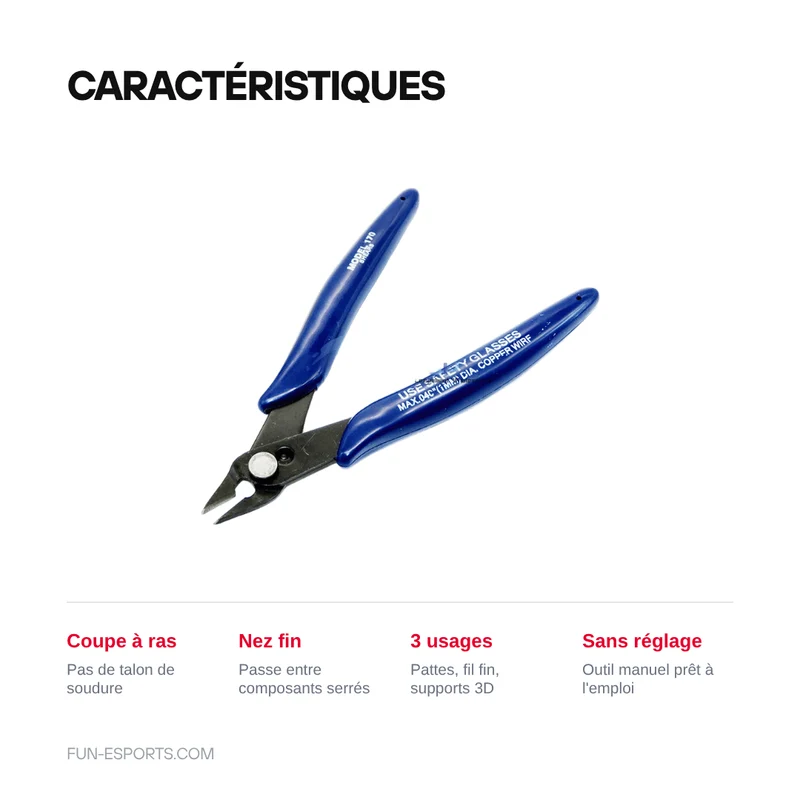 Pince coupante de précision — coupe à ras pour soudure et modding