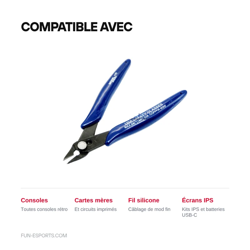 Pince coupante de précision — coupe à ras pour soudure et modding