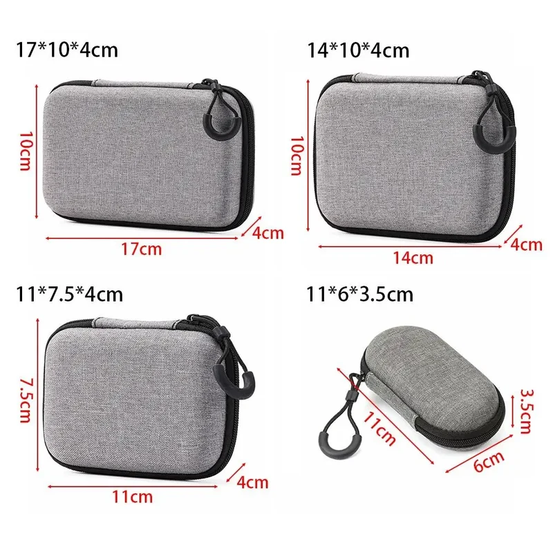 Étui de transport zippé pour console portable, câbles et microSD