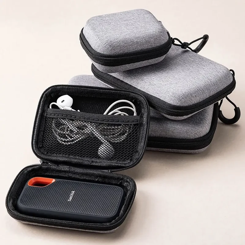 Étui de transport zippé pour console portable, câbles et microSD