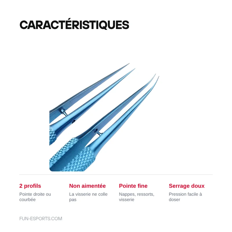 Pincette de précision antimagnétique — pointe droite ou courbée