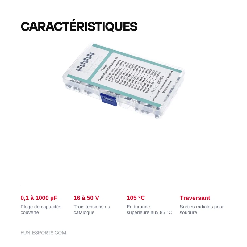 Kit de condensateurs électrolytiques 16-50 V — recap rétro traversant