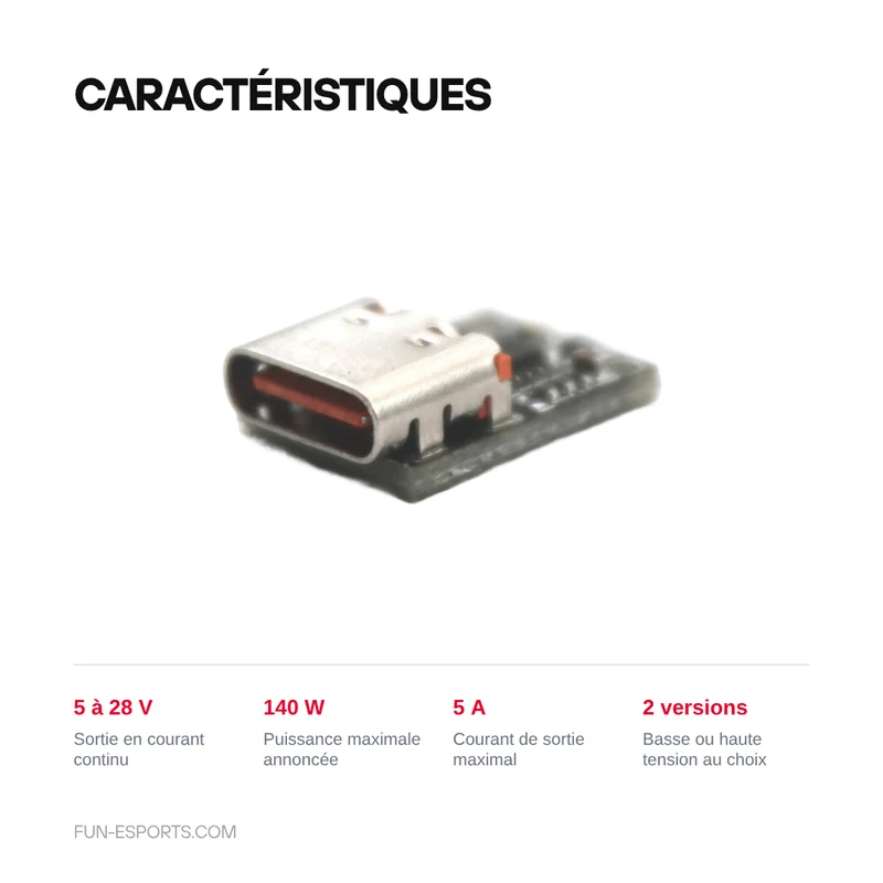 Déclencheur de tension USB-C PD vers DC — 5 à 28 V, 140 W max