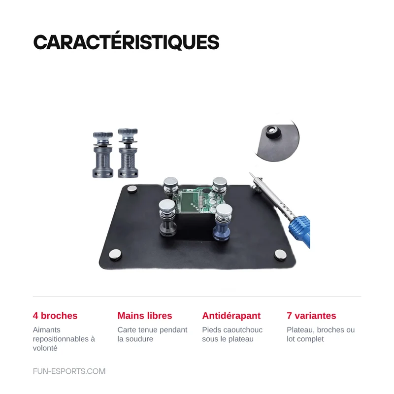 Support de soudure PCB à broches magnétiques — plateau d'atelier