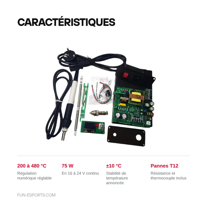 Station de soudage T12 en kit à monter — écran OLED, 200 à 480 °C