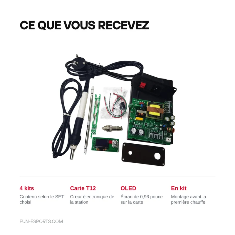 Station de soudage T12 en kit à monter — écran OLED, 200 à 480 °C