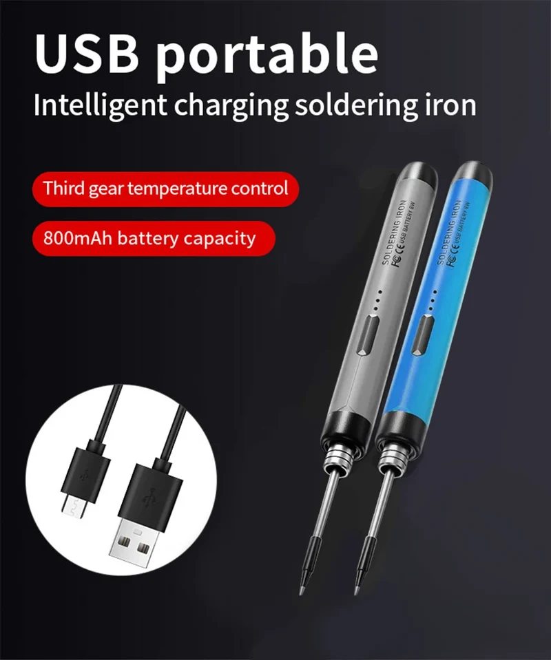 Fer à souder sans fil USB-C JCD C200 — réglable 300 à 450 °C