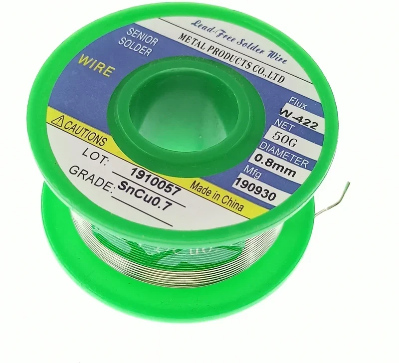 Fil à souder sans plomb 50 g — âme décapante, Ø 0,5 à 2,0 mm