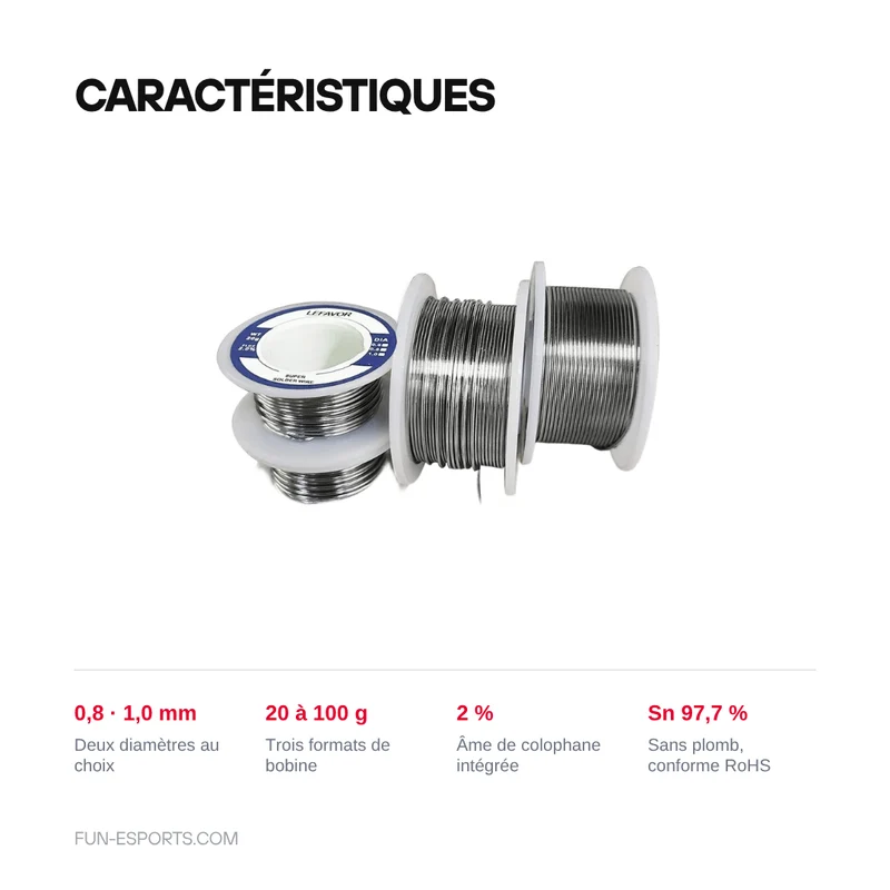 Fil à souder sans plomb à noyau de colophane — 0,8 et 1,0 mm