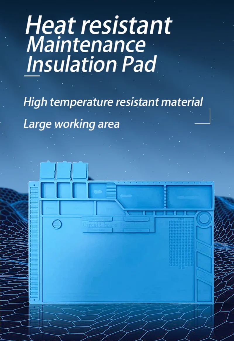 Tapis de réparation silicone pour soudure — compartiments magnétiques